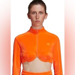 NWT Adidas x  JEREMY SCOTT VELOUR TRACK TOP Cropped Sweat Shirt Jacket Women’s